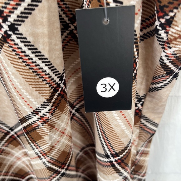 Women’s 3X Tacera Plaid At The Knee Dress NWT Brown White Orange - Picture 3 of 12